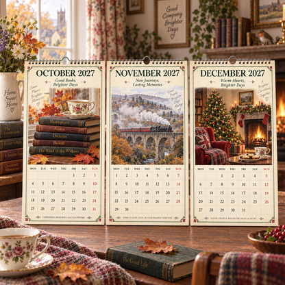 🗝️✨A Year of British Nostalgia — 2027 A4 Wall Calendar