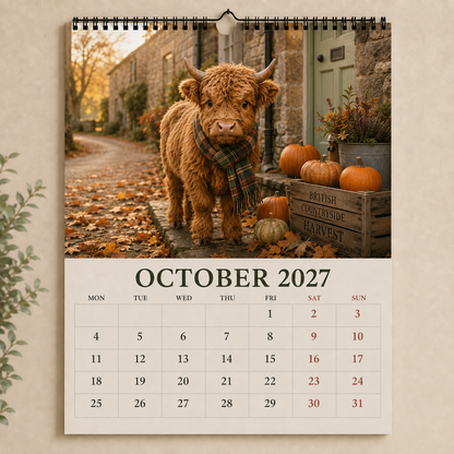2027 Highland Cows Seasons Calendar🐮