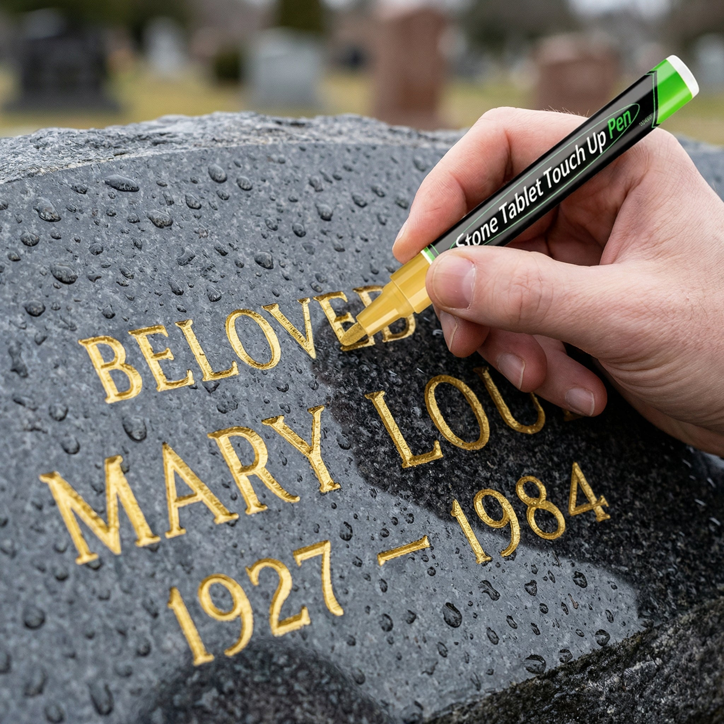 🐦Golden Tombstone Marker Pen for Restoring Faded Grave Inscriptions（2 PCS）