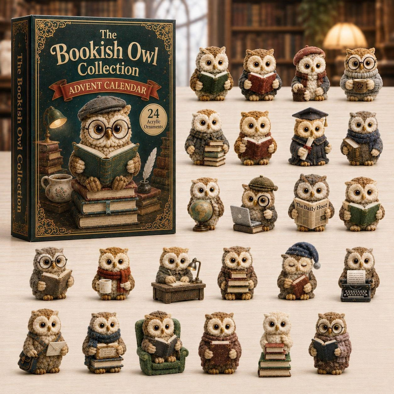 CHRISTMAS KICKOFF 49% OFF - Whimsical Owls Advent Calendar 2026 - 24-Day Festive Countdown, Acrylic Charms Blind Box - Gift For Animal Lovers
