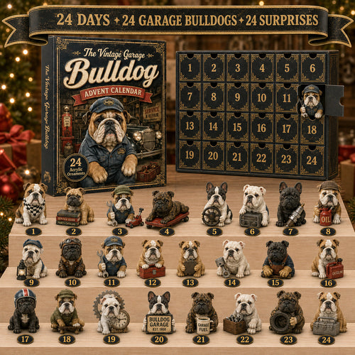 🔥49% Off Last Day -🔧 Vintage Garage Bulldog Acrylic Advent Calendar 2026 – 24 Days of Classic Bulldog Garage Surprises