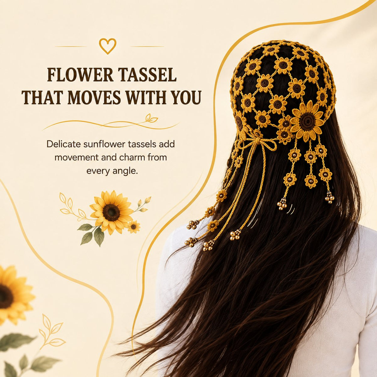 🔥Last Day 49% OFF - ☀ 🌻 Knitted Sunflower Hollow-Out Baseball Cap