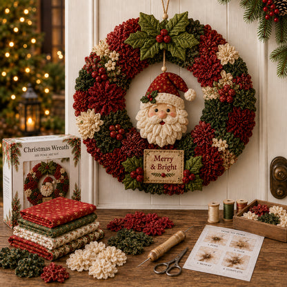 🔥49% Off Last Day - BUY 2 GET 1 FREE🔥🎄 3D Fabric Poke Wreath DIY Kit2