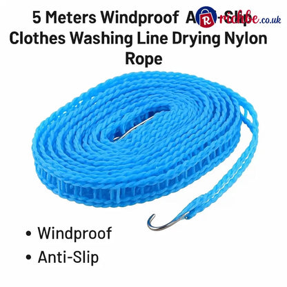 5M Windproof Portable Clothesline with Hooks