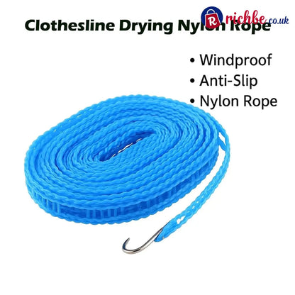 5M Windproof Portable Clothesline with Hooks