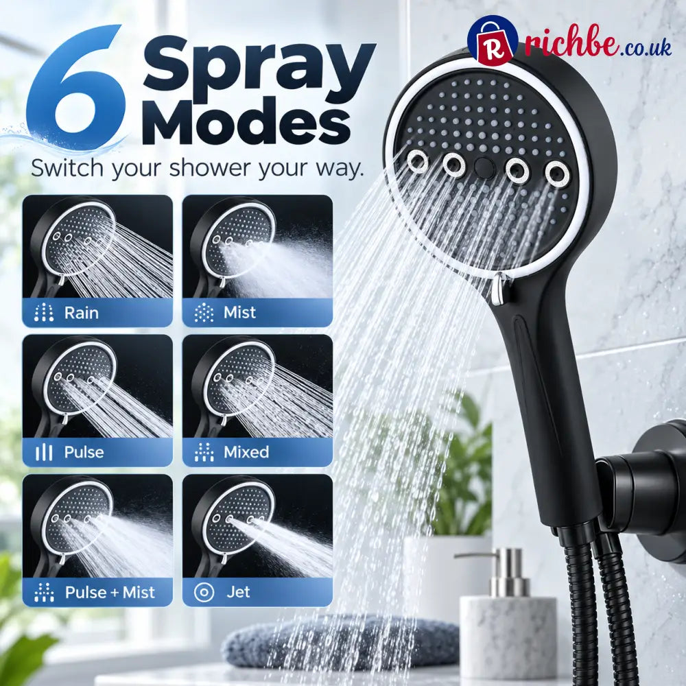 6-Mode High-Pressure Turbo Shower Head 🚿