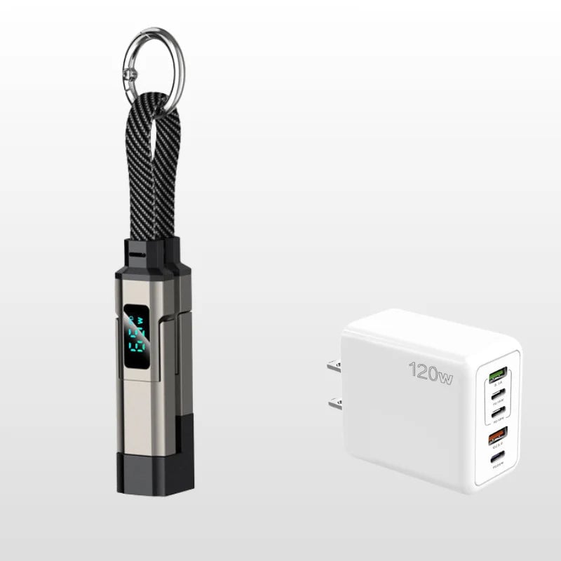🔥Limited Time SALE 40% OFF🔥4-in-1 Digital Display Keychain Charging Cable