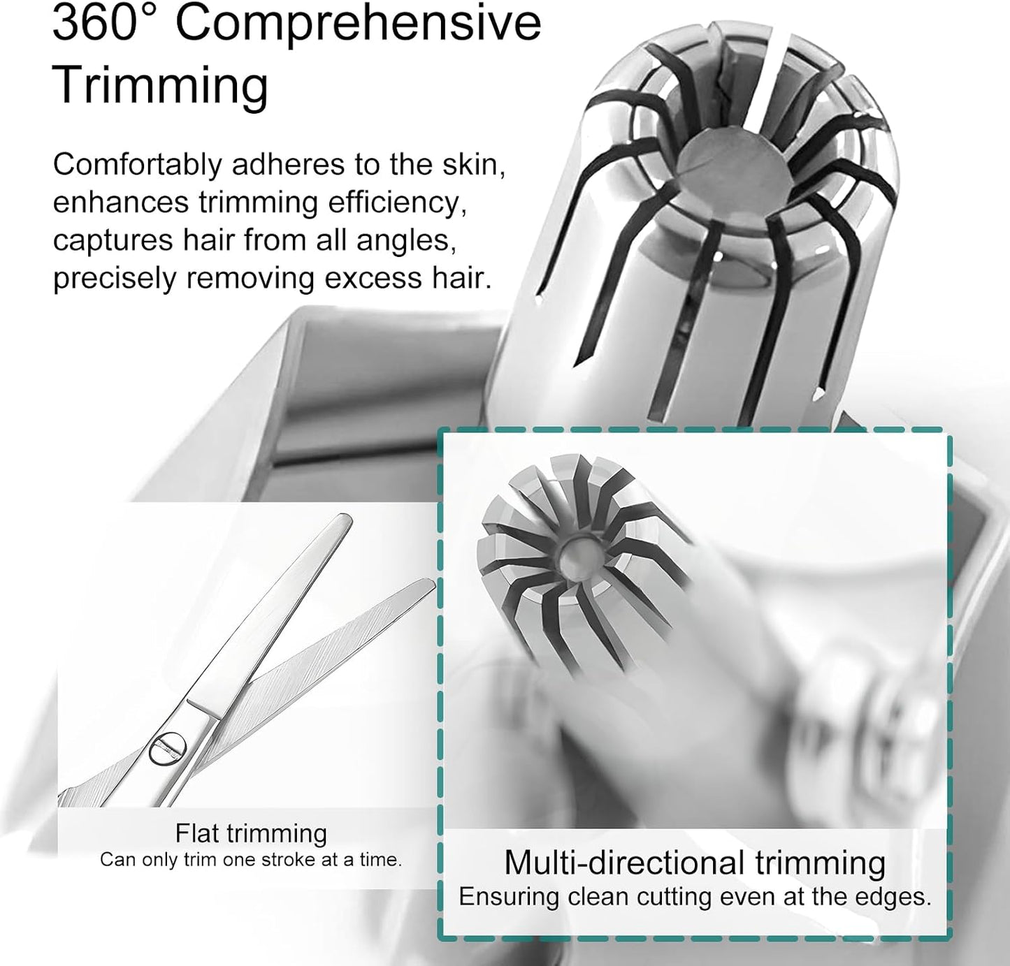 Manual Nose Hair Trimmer – Stainless Steel 360° Trimmer, Waterproof & No Battery Required