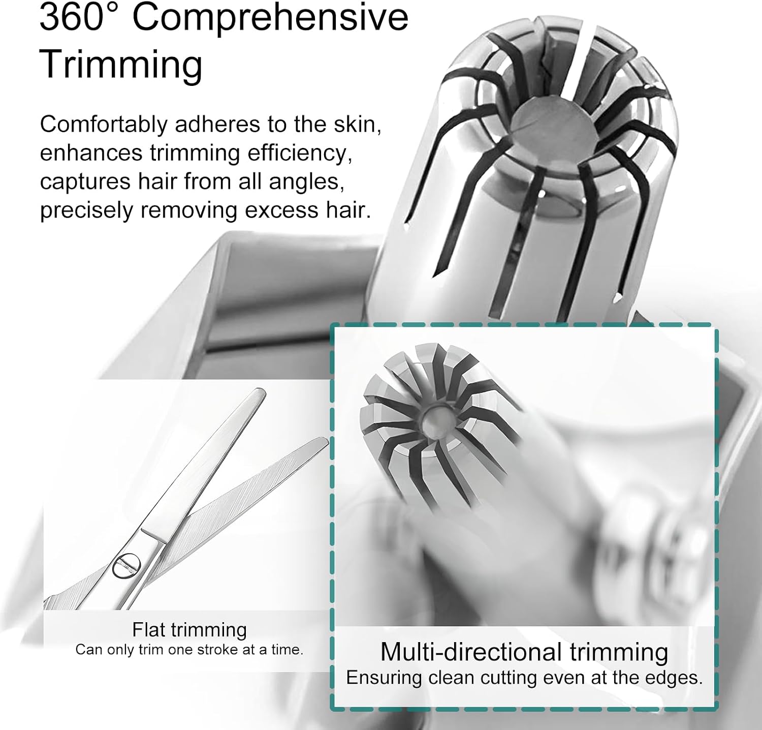 Manual Nose Hair Trimmer – Stainless Steel 360° Trimmer, Waterproof & No Battery Required