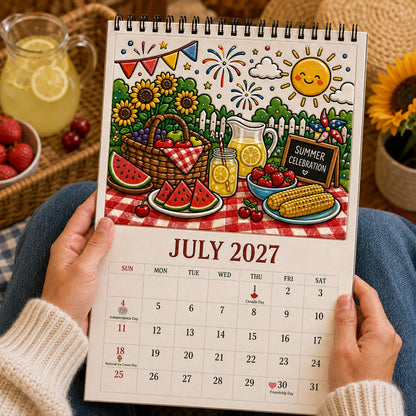 🔥🎨Color The Year 2027: Trace-By-Groove Creative Calendar📅| Seasonal Guided Coloring Wall Calendar With Markers