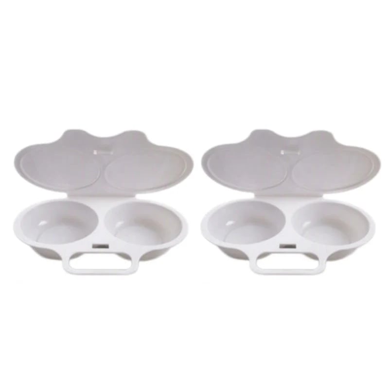 🍳 BUY 1 GET 1 FREE! ✨ Dual Cavity Microwave Egg Poacher – Quick Oil-Free Cooking, Food-Grade PP & Versatile Kitchen Essential 💫