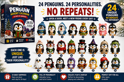 🐧 24 Days of Penguin Surprises Advent Calendar – 24 Unique Penguins, 3 Fun Editions