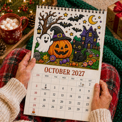 🔥🎨Color The Year 2027: Trace-By-Groove Creative Calendar📅| Seasonal Guided Coloring Wall Calendar With Markers