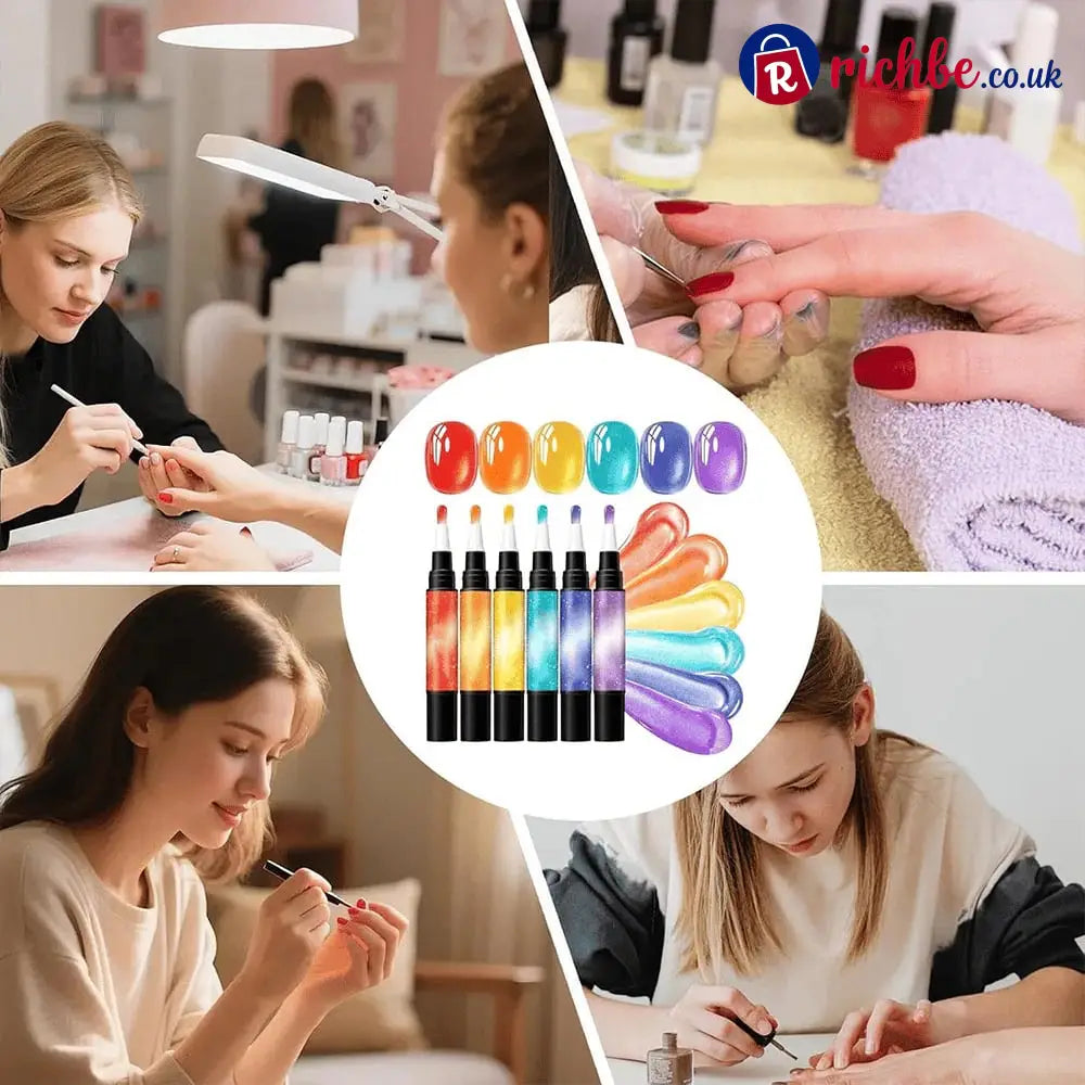 💅 6PCS One-Step Gel Nail Art Pen Set – Salon Beauty at Home