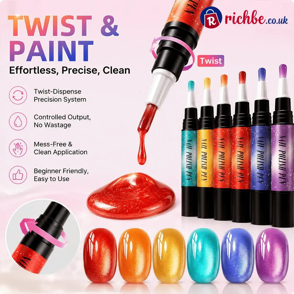 💅 6PCS One-Step Gel Nail Art Pen Set – Salon Beauty at Home