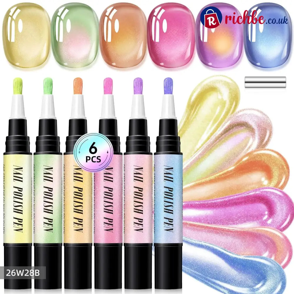 💅 6PCS One-Step Gel Nail Art Pen Set – Salon Beauty at Home - B