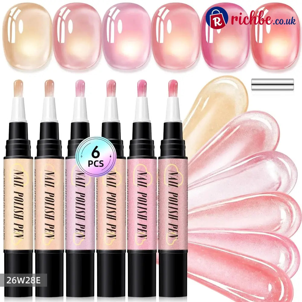 💅 6PCS One-Step Gel Nail Art Pen Set – Salon Beauty at Home - D