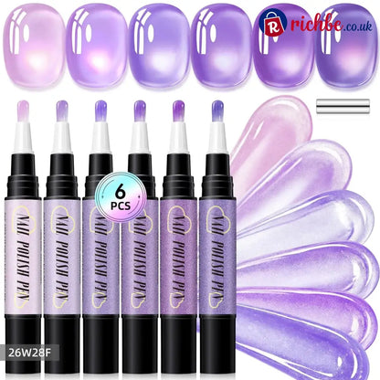 💅 6PCS One-Step Gel Nail Art Pen Set – Salon Beauty at Home - E