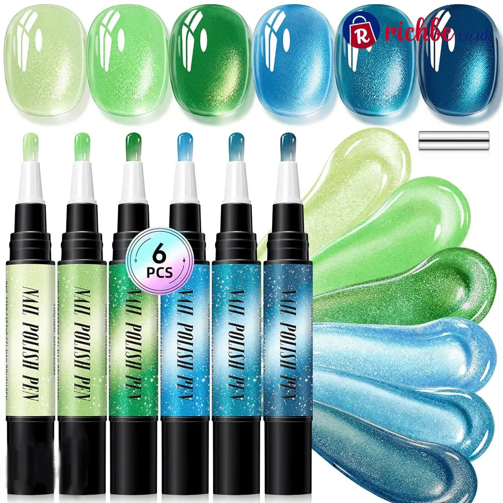 💅 6PCS One-Step Gel Nail Art Pen Set – Salon Beauty at Home - F