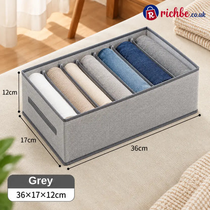 👕 7-Grid Wardrobe Organizer | Space-Saving Storage - Grey / 36*17*12cm（14.2 × 6.7 × 4.7 in） / BUY 1 - Houseware &