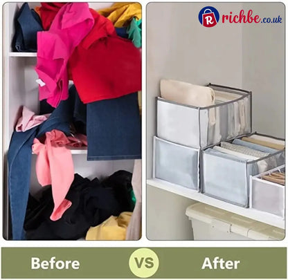 👕 7-Grid Wardrobe Organizer | Space-Saving Storage - Houseware & Kitchen