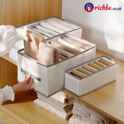 👕 7-Grid Wardrobe Organizer | Space-Saving Storage - Houseware & Kitchen