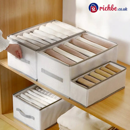 👕 7-Grid Wardrobe Organizer | Space-Saving Storage - Houseware & Kitchen