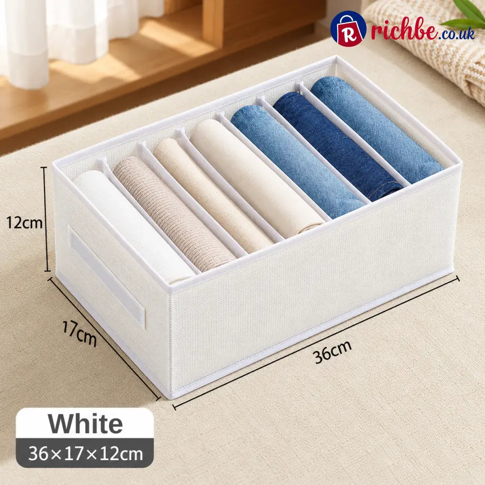 👕 7-Grid Wardrobe Organizer | Space-Saving Storage - White / 36*17*12cm（14.2 × 6.7 × 4.7 in） / BUY 1 - Houseware &