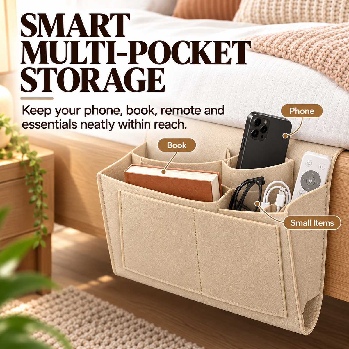🔥 49% OFF Bedside Hanging Organizer – Keep Essentials Within Reach