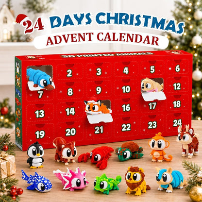 2026 Christmas Advent Calendar with Mini 3D Printed Animals Toys
