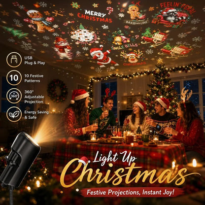 🔥 Christmas Best-Seller! Plug & Play HD Christmas Projector – 6/10 Festive Scenes | 50% OFF 🎄🎅