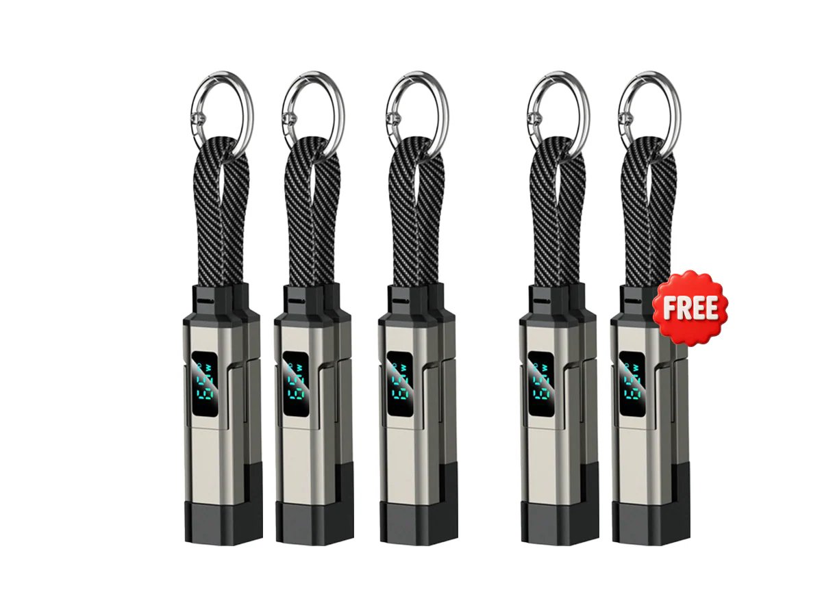 🔥Limited Time SALE 40% OFF🔥4-in-1 Digital Display Keychain Charging Cable