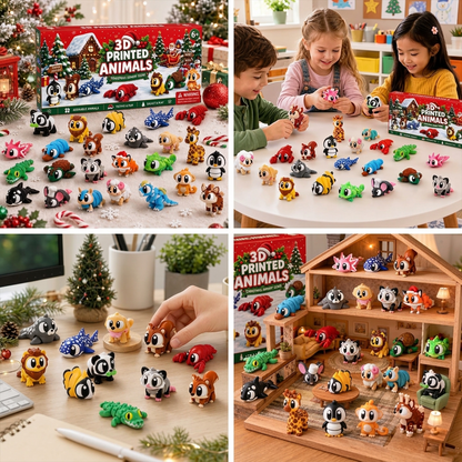 2026 Christmas Advent Calendar with Mini 3D Printed Animals Toys