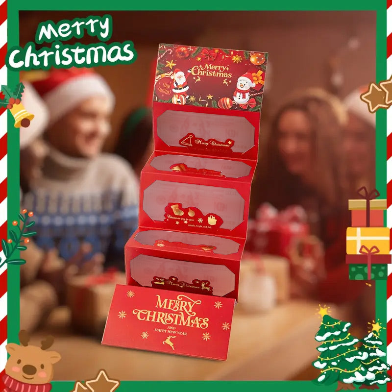 🎅 Christmas Money Envelope for Cash,Creative Folding Money Holder with 6 Slots,Luxury Paper Cash Gift Card Holder, DIY HolidayMoney Gift Envelope for Xmas, Women Men GirlsBoys Mom Dad