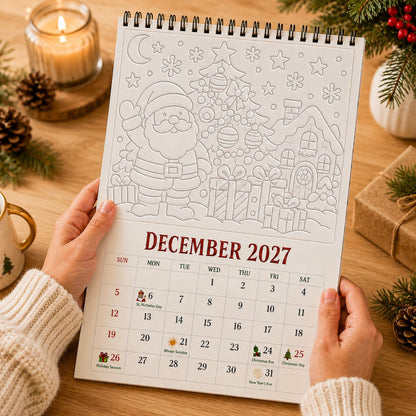 🔥🎨Color The Year 2027: Trace-By-Groove Creative Calendar📅| Seasonal Guided Coloring Wall Calendar With Markers