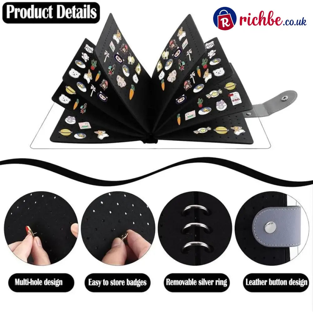📌8 Pages Clear Felt Pin Display Book