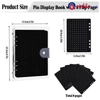 📌8 Pages Clear Felt Pin Display Book