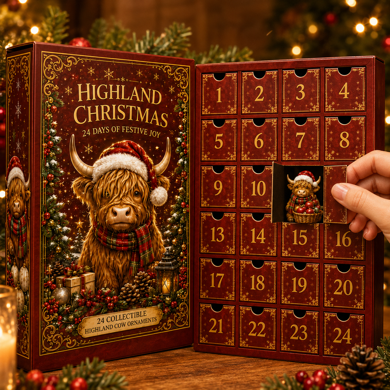 24-Day Highland Cattle Advent Calendar | Collectible Cow Christmas Countdown