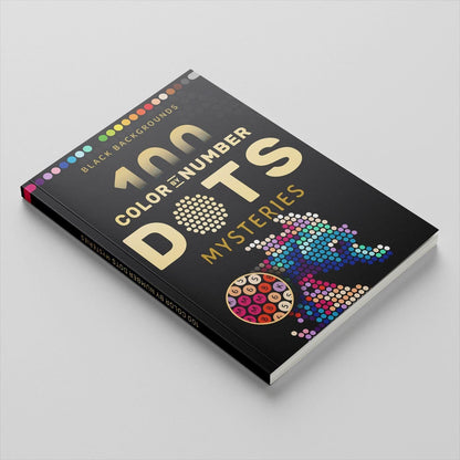 Adult Color by Number Dot Book, 100 Pages Black Background Mystery Puzzles, Large Print A4 Activity Book, Stress Relief Gift for Adults & Teens