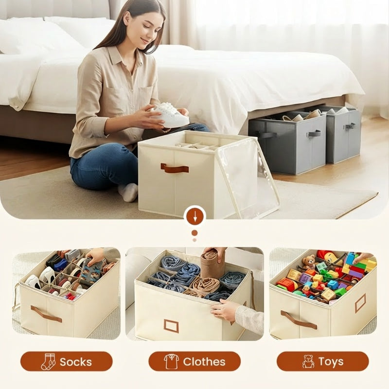⏰👟LIMITED TIME 60% OFF:ONLY £11.99!‼️Fabric Shoe Organizer Storage Box – Foldable, Large Capacity, Dustproof & Breathable for Closet & Bedroom 🧺✨