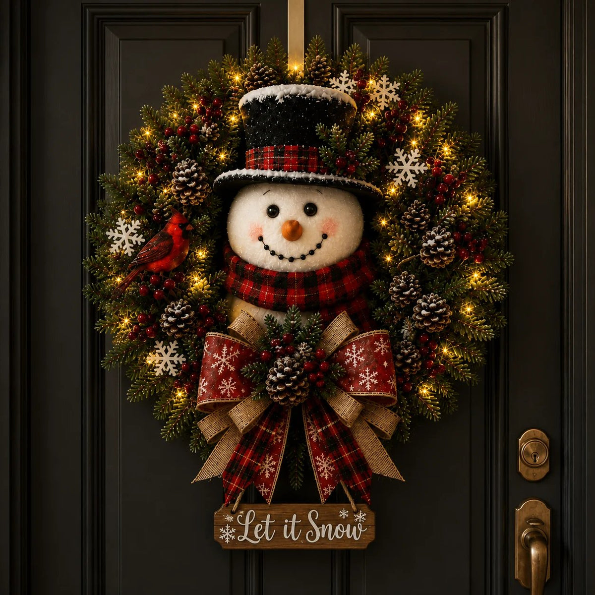 ✨✨Hot Sale 40% OFF⛄ Snowman Lighted Christmas Wreath™ – Festive Holiday Door Decor
