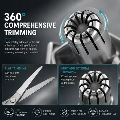Manual Nose Hair Trimmer – Stainless Steel 360° Trimmer, Waterproof & No Battery Required