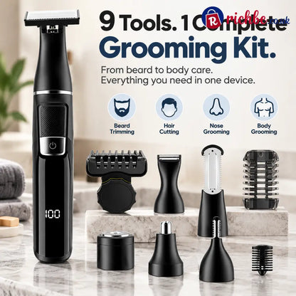 🪒 9-in-1 Electric Grooming Kit For Men – Complete Beard Hair & Body Trimmer