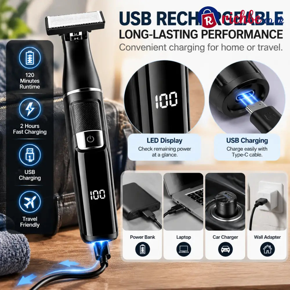 🪒 9-in-1 Electric Grooming Kit For Men – Complete Beard Hair & Body Trimmer
