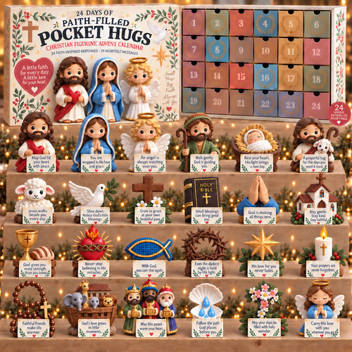✝️ 24 Days of Faith-Filled Advent Calendar | 24 Unique Hand-Painted Christian Keepsakes with Matching Encouragement Cards & No Repeated Designs 🎁