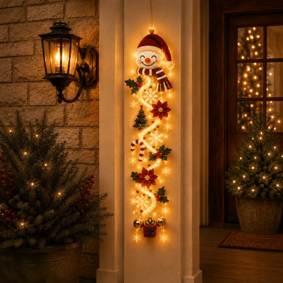 ⏳ 49% OFF Last Day｜🎄 MerryCascade™ Glowing Christmas Door Hanger, 6 Festive Lighted Designs ✨