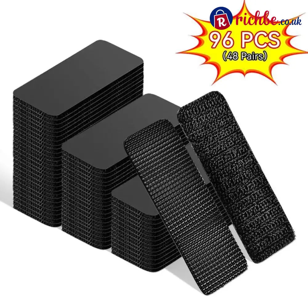 96 PCS Heavy Duty Hook and Loop Strips Double Sided Reusable Adhesive Mounting Tape for Wall Hanging Picture Frames
