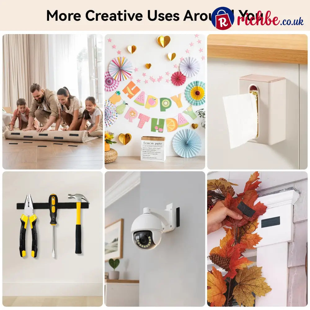 96 PCS Heavy Duty Hook and Loop Strips Double Sided Reusable Adhesive Mounting Tape for Wall Hanging Picture Frames