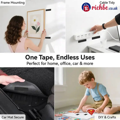 96 PCS Heavy Duty Hook and Loop Strips Double Sided Reusable Adhesive Mounting Tape for Wall Hanging Picture Frames