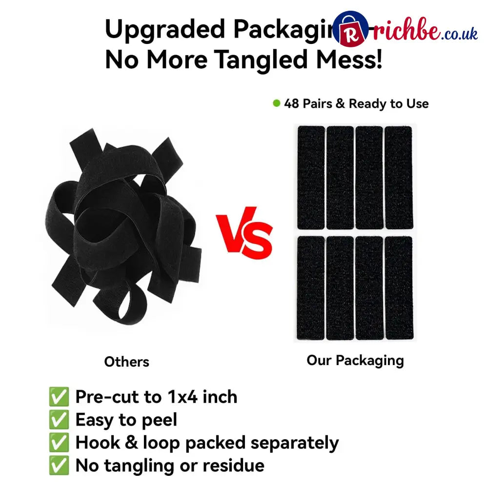 96 PCS Heavy Duty Hook and Loop Strips Double Sided Reusable Adhesive Mounting Tape for Wall Hanging Picture Frames